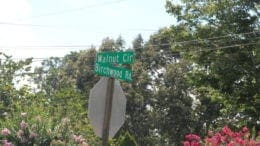 Walnut Circle road sign where a robbery near Hicks and Austell roads occurred