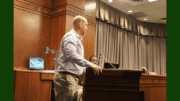 Matt Dahlhauser speaking at the October 16 zoning hearing of the Cobb County Board of Commissioners (photo by Larry Felton Johnson)