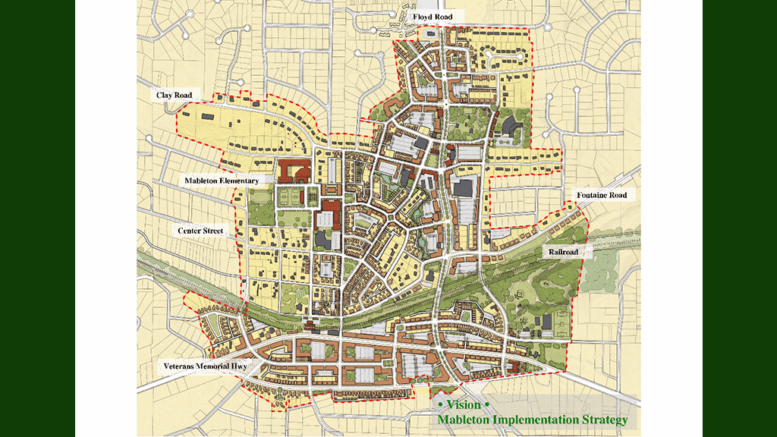 Mableton implementation map from the South Cobb Redevelopment Authority used in article about Mableton Square