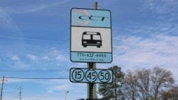 CobbLinc bus stop sign in article about Cobb Comprehensive Transportation Plan
