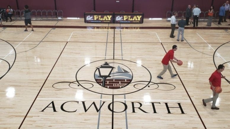 One of the basketball courts in the new Acworth Recreation and Community Center (photo by Alex Patton)