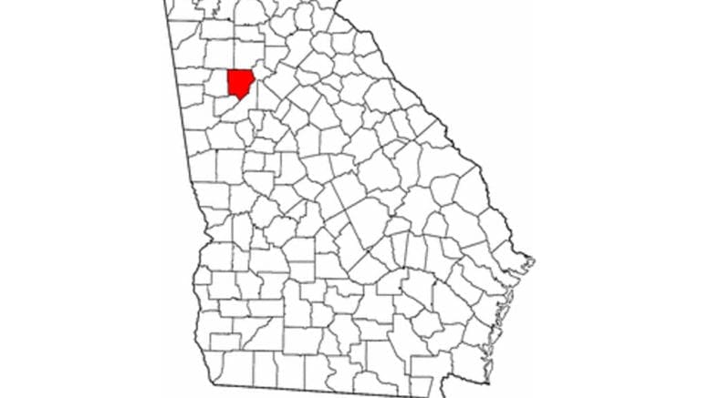 Cobb County highlighted on Georgia map (public domain, from the General Libraries, The University of Texas at Austin, modified to show counties.