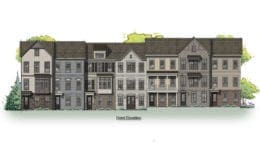 Rendering of proposed townhomes on site of Cumberland Community Church (from the City of Smyrna)