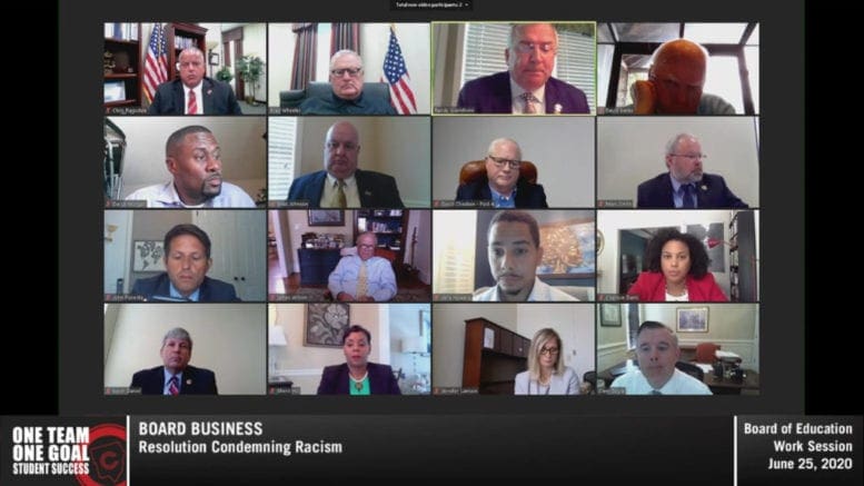 Screenshot of the Cobb County Board of Education virtual meeting