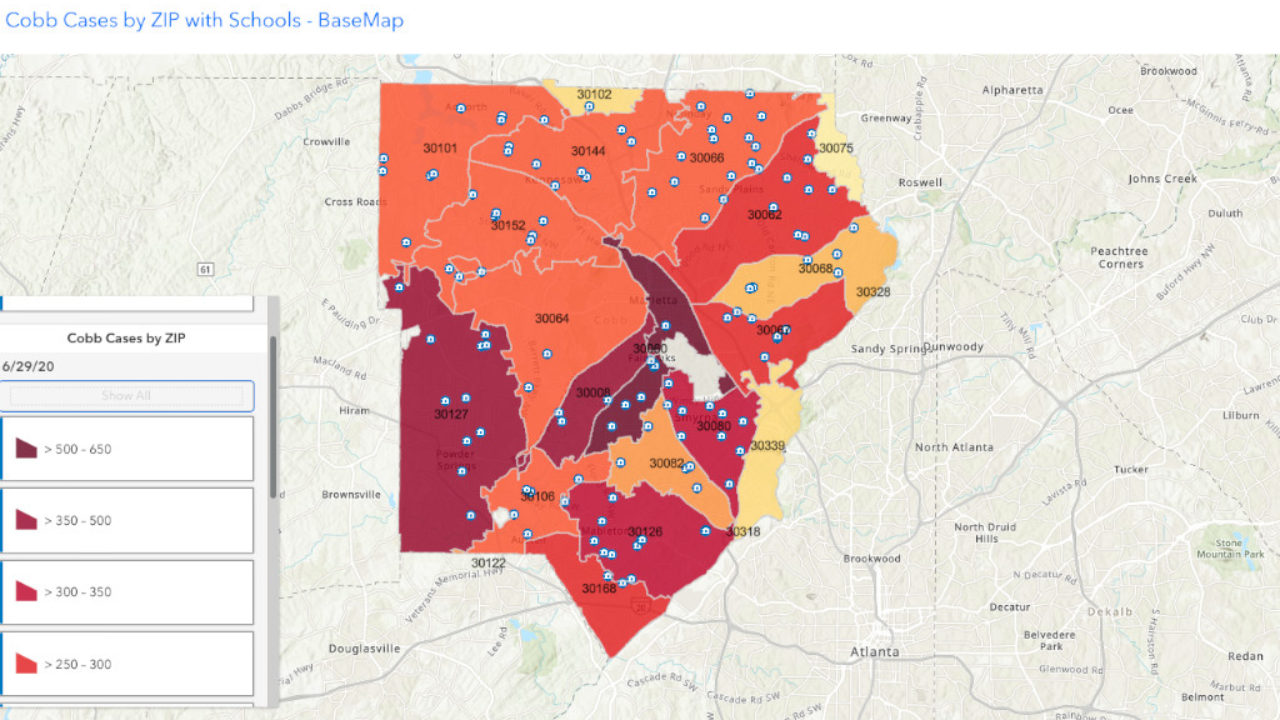 Cobb County Plat Map Cobb GIS creates interactive map of COVID 19 cases by zip code 