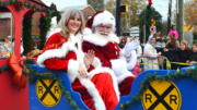 Kennesaw parade ... woman in sleigh with Santa