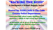 KIDS CARE school supply drive flyer