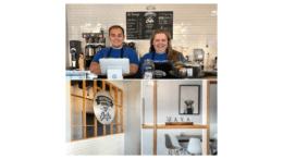 two baristas behind counter