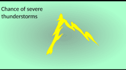 chance of severe thuderstorms with lightening graphic