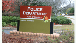 The sign in front of the Smyrna Police Department