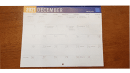 photo of calendar turned to December 2021