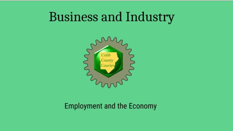 Cobb County Courier logo surrounded by the following text: Business and Industry. Employment and the Economy