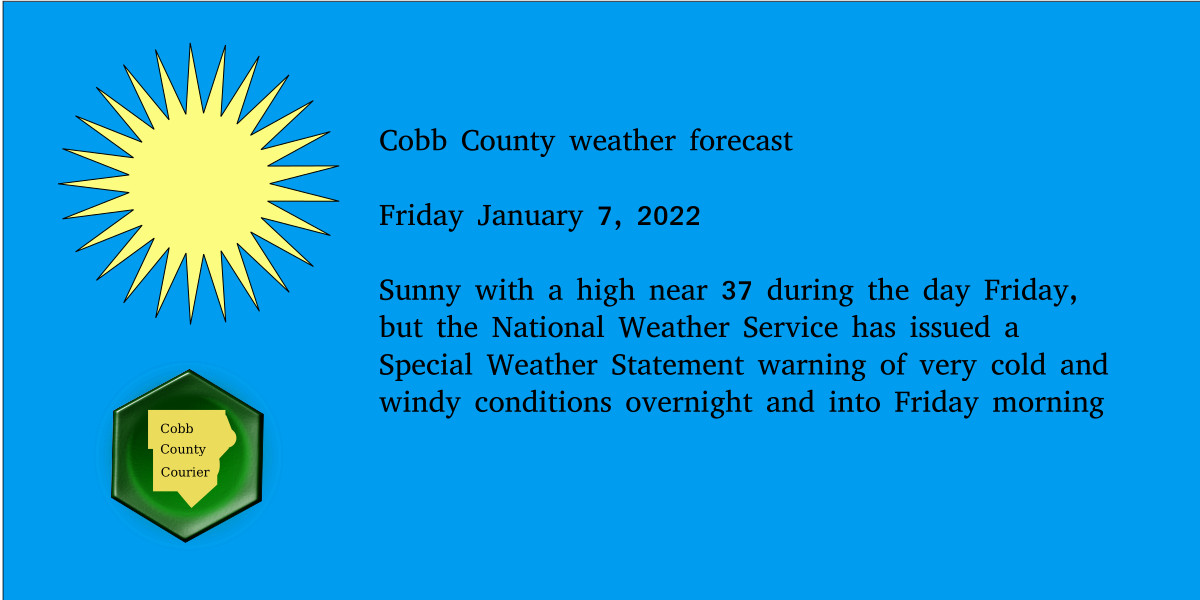 Cobb weather January 7 UPDATED Mostly sunny with a high near 37