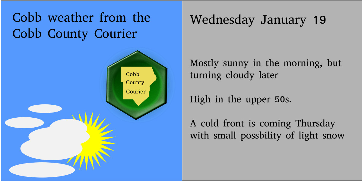 Cold front entering Cobb on Thursday rain, light snow possible Cobb