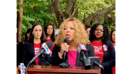 Georgia Democratic Rep. Lucy McBath succeeded Thursday in her years-long quest to get gun safety legislation passed. She led a Moms Demand Action rally in her suburban Atlanta district in 2019. Georgia Recorder/File