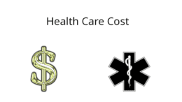 A reflective dollar sign with a medical star symbol, and the text "Health Care Cost"