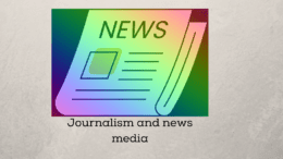 A newspaper logo with "Journalism and news media" below it