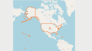A blank map of the United States with the borders outlined