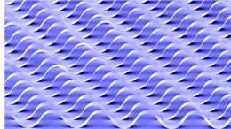 Wavy ribbons against a purple/blue background represent semiconductor ribbons