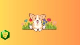 A happy-looking cartoon dog sitting among flowers, next to a Cobb County Courier logo