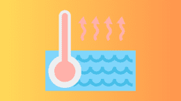 A thermometer in the water representing the heat rise in El Niño