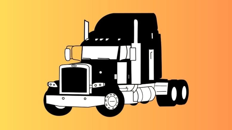 A drawing of a tractor (as in tractor-trailer)