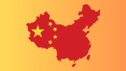 Map of China with flag colors and stars