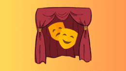 The comedy and drama mask behind curtains