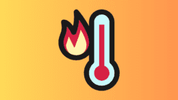 An image of an old-fashioned bulb thermometer with a small flame representing heat