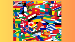 A collage of international flags