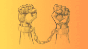 A pair of hands in shackles