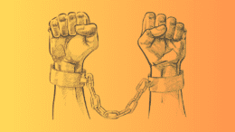 A pair of hands in shackles