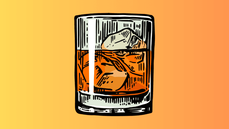Drawing of glass of bourbon