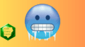 A cartoon sphere with a face and icicles hanging signifying freezing weather