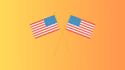 Two American flags at angles to each other