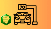 An outline drawing of a car passing under a speeding camera with the label "70." The Cobb County Courier logo is in the lower left hand corner