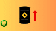 A graphic of a barrel of oil with a big red upward arrow signifying price increase