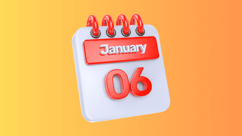 A calendar turned to January 6