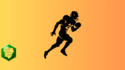 A silhouette of an American football runner