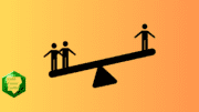 An unbalance see-saw, with two people on one side and one person on the other