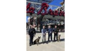 Left to Right: Officer Bartlett, Brave, Brian Haynes, Vice President Braves Security Dale Bolenbaugh, Vice President Braves Development Company Security, Officer Bultman, Champ