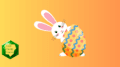 The Easter Bunny holding a painted Easter egg