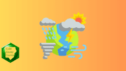 A color drawing of a globe surrounded by rain, sun, tornado and winter storm; the Cobb County Courier logo is in the corner