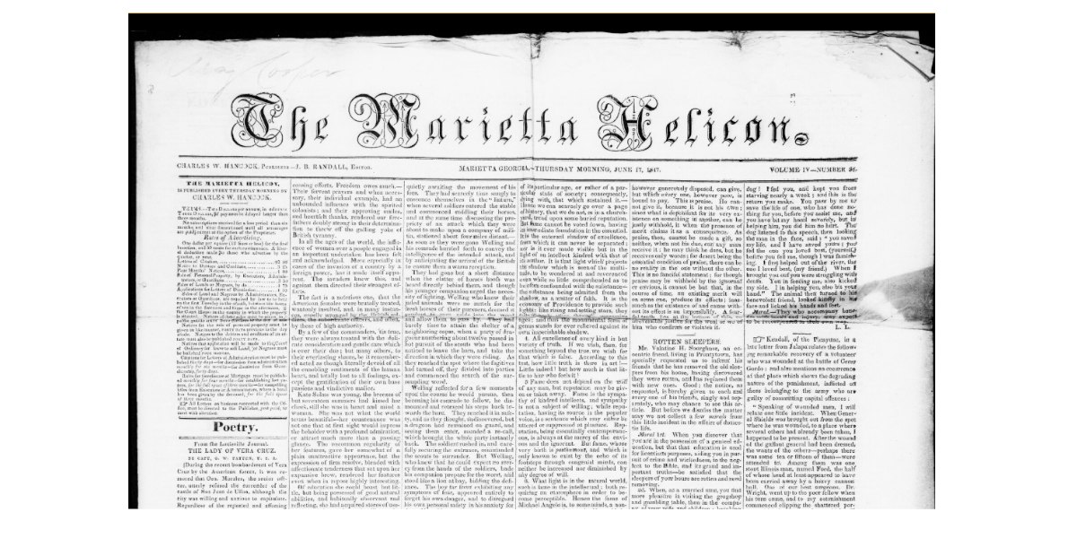 Cobb County's two earliest newspapers the Marietta Advocate and the