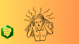 Line drawing of woman in obvious stress