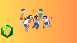 Six children playing with a basketball