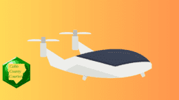 rendering of air taxi with two horizontal propeller blades in the rear
