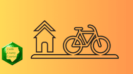 Contour drawing of a bicycle along a house