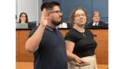 Anthony Gutierrez, accompanied by his fiancée Gabby Sterba, was sworn in by Judge H. Luke Mayes.