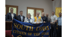 Group shot of South Cobb Rotary Club leaders with Barry Krebs